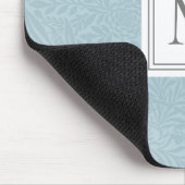 Elegantes Blaues Boho-Botanikmuster-Monogramm Mousepad (Ecke)