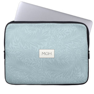 Elegantes Blaues Boho-Botanisches Muster-Monogramm Laptopschutzhülle