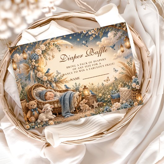 Elegantes Blaues Boho-Windel-Raffle Begleitkarte