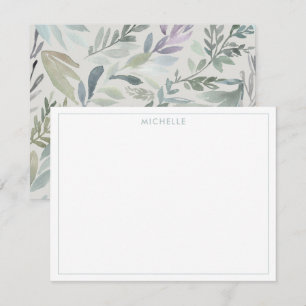 Elegantes blaues botanisches Aquarellmuster Mitteilungskarte