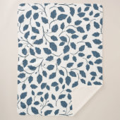 Elegantes Blaues Botanisches Blätter Sherpa Blanke Sherpadecke (Vorderseite)