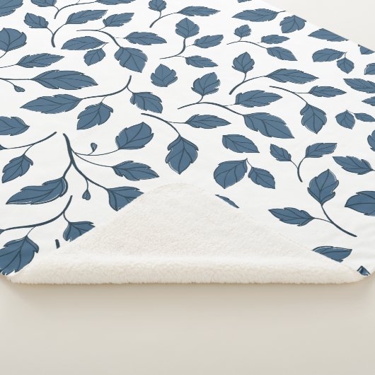 Elegantes Blaues Botanisches Blätter Sherpa Blanke Sherpadecke (3/4)