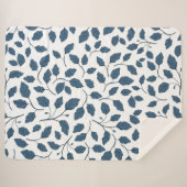 Elegantes Blaues Botanisches Blätter Sherpa Blanke Sherpadecke (Vorderseite (Horizontal))