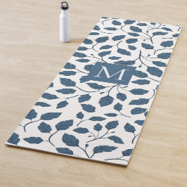Elegantes Blaues Botanisches Blätter Yoga Mat Yogamatte