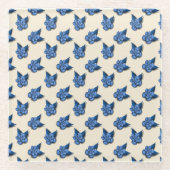 Elegantes blaues botanisches Blumenmuster Notizbuc Glasuntersetzer (Vorderseite)