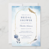 Elegantes blaues Brautparty Einladung (Vorderseite)