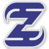 Elegantes blaues Buchstaben Z Monogramm Aufkleber (Vorderseite)