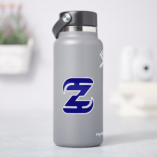 Elegantes blaues Buchstaben Z Monogramm Aufkleber (HydroFlask)