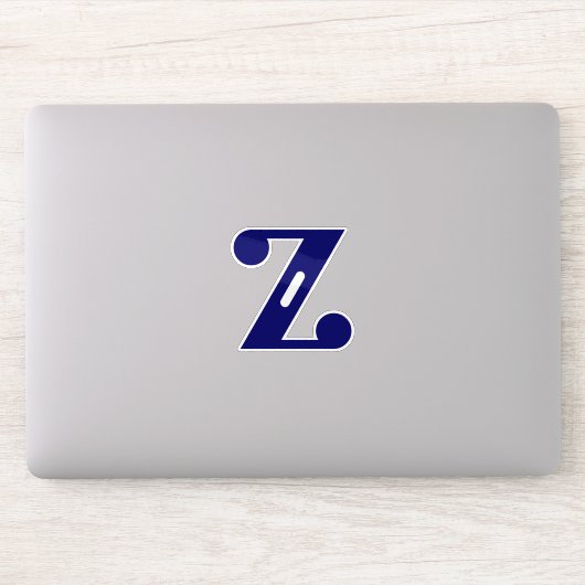 Elegantes blaues Buchstaben-Z-Monogramm Aufkleber (Computer)