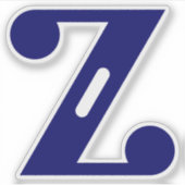 Elegantes blaues Buchstaben-Z-Monogramm Aufkleber (Vorderseite)