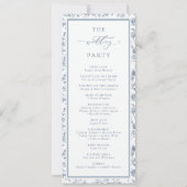 Elegantes blaues Chinoiserie-Hochzeitsprogramm Einladung (Rückseite)
