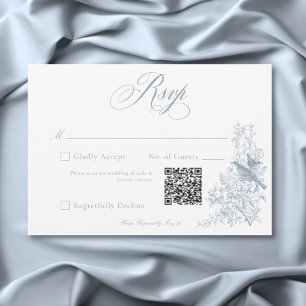 Elegantes Blaues Chinoiserie Natur & Vögel Hochzei RSVP Karte