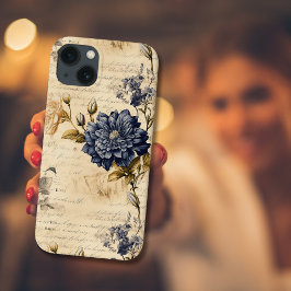 Elegantes blaues Cream Floral Muster Case-Mate iPhone Hülle