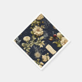 Elegantes blaues Cream Floral Muster Serviette (Ecke)
