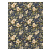 Elegantes blaues Cream Floral Muster Tischdecke (Vorderseite)