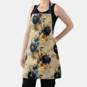 Elegantes, blaues Cream-Gelb-Vintages Muster Schürze (InSitu)