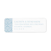 Elegantes Blaues Damast Blumenmuster (Vorne)