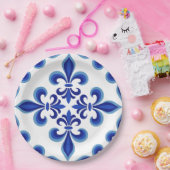 Elegantes blaues Damast-Lunch-Set  Pappteller (Party)