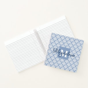Elegantes blaues Damast-Schönes monogrammiertes Sp Notizblock