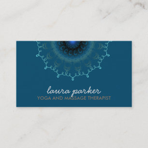 Elegantes blaues Damast-Strudel-Yoga-heilende Visitenkarte