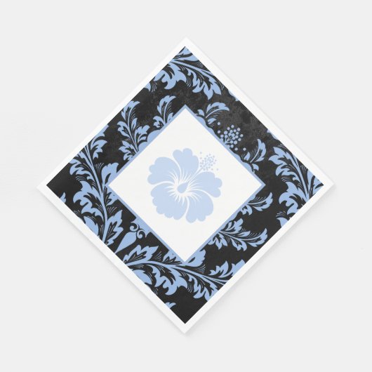 Elegantes blaues Damast Weihnachtskundenpapier Serviette (Ecke)