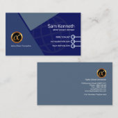Elegantes blaues energisches geometrisches visitenkarte (Vorne/Hinten)
