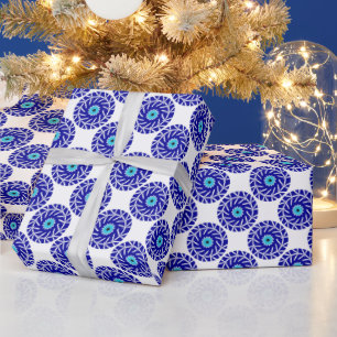 Elegantes, blaues Eye Blau geometrisches Kunstmust Geschenkpapier
