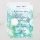 Elegantes blaues Fellstück Snowflake Wasserfarbe Einladung (Vorne/Hinten)