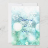 Elegantes blaues Fellstück Snowflake Wasserfarbe Einladung (Rückseite)
