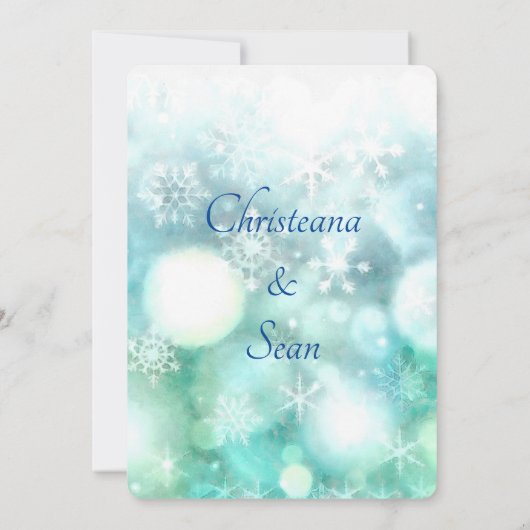 Elegantes blaues Fellstück Snowflake Wasserfarbe Einladung (Rückseite)