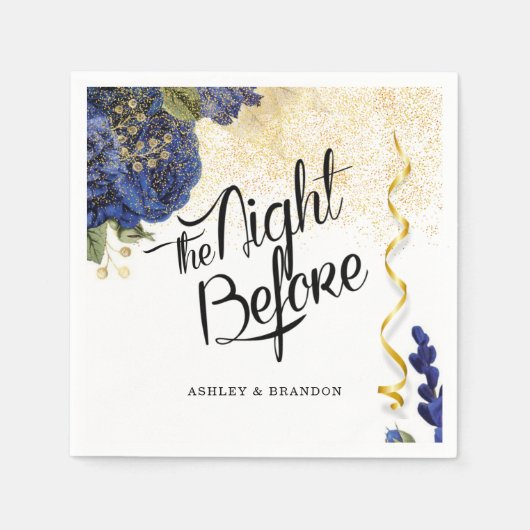 Elegantes blaues Flora Nickerchen am Abend vor der Serviette (Vorderseite)