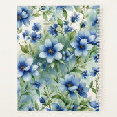 Elegantes blaues Floral mit silberfarbenem Monogra Planer (Rückseite)