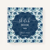 Elegantes Blaues Floral Notizblock (Vorderseite)