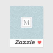 Elegantes blaues florales Botanisches Monogramm Aufkleber (Blatt)