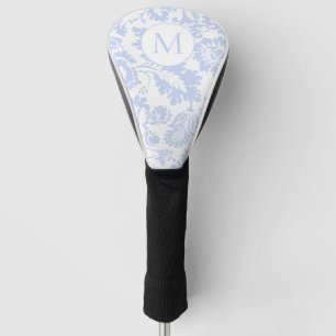 Elegantes blaues florales Monogramm Golf Headcover
