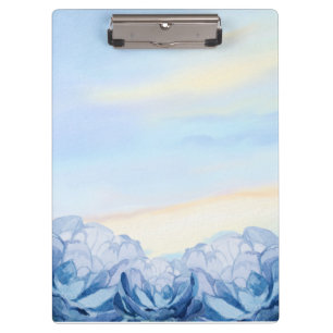 Elegantes blaues florales Wasserfarben-Clipboard Klemmbrett