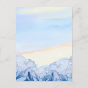 Elegantes blaues florales Wasserfarben-Design Postkarte