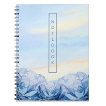 Elegantes blaues florales Wasserfarben-Notizbuch 