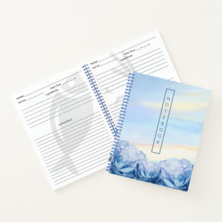 Elegantes blaues florales Wasserfarben-Notizbuch  Notizblock