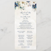 Elegantes blaues florales Winterhochzeitsprogramm Programm (Rückseite)