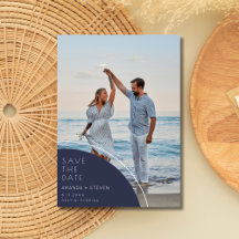 Elegantes blaues Foto Hochzeit speichern das Datum