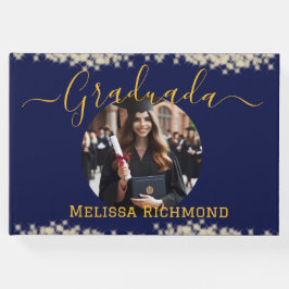 Elegantes blaues Foto Spanisch Graduierte Signatur Gästebuch