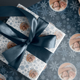 Elegantes blaues Foto Weihnachten Geschenkpapier