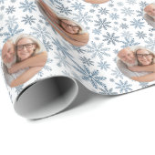 Elegantes blaues Foto Weihnachten Geschenkpapier (Rolleneckpunkt)