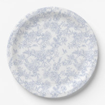 Elegantes blaues französisches Blumen-Toile-Muster