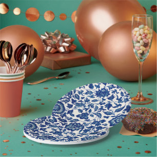 Elegantes blaues französisches Land-Chinoiserie-To Pappteller