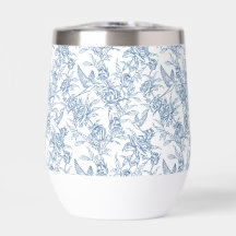 Elegantes blaues französisches Toile-Blumenmuster