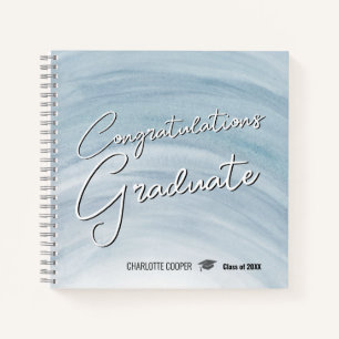 Elegantes blaues Gästebuch zur Abschlussfeier Notizblock