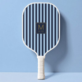 Elegantes blaues gestreiftes modernes goldenes Ini Pickleball Schläger