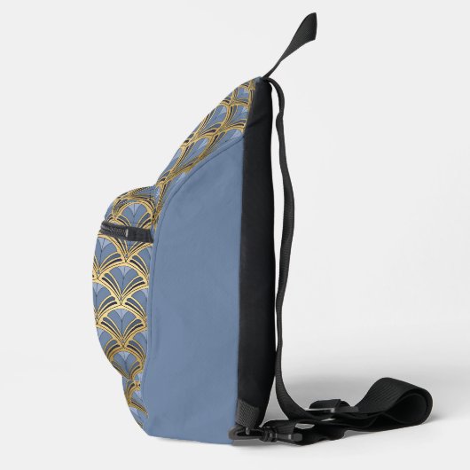 Elegantes blaues Gold Piazza della Riforma Crossbody Bag (Rechts)